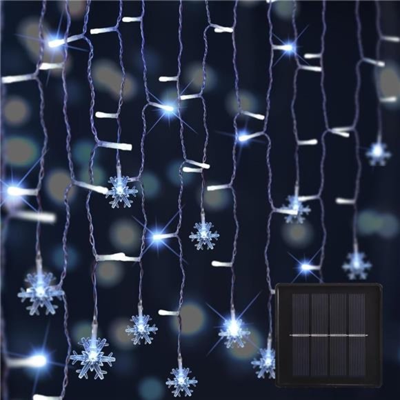 360 LED Christmas Icicle Lights Outdoor with Snowflake,...